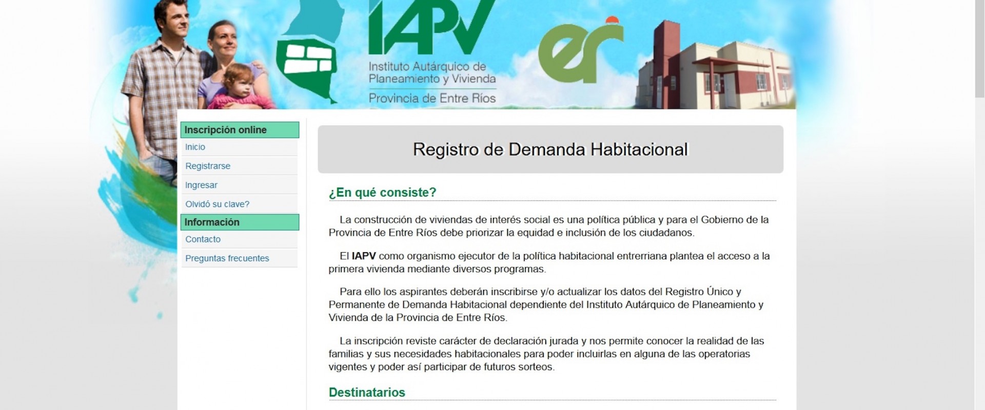 M&aacute;s de 10.000 familias ya se inscribieron en el registro online de IAPV
