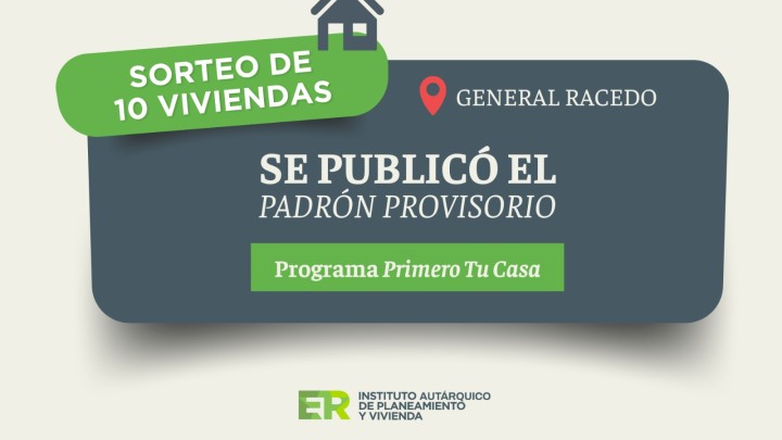 Padr&oacute;n provisorio para el sorteo de 10 viviendas en Racedo