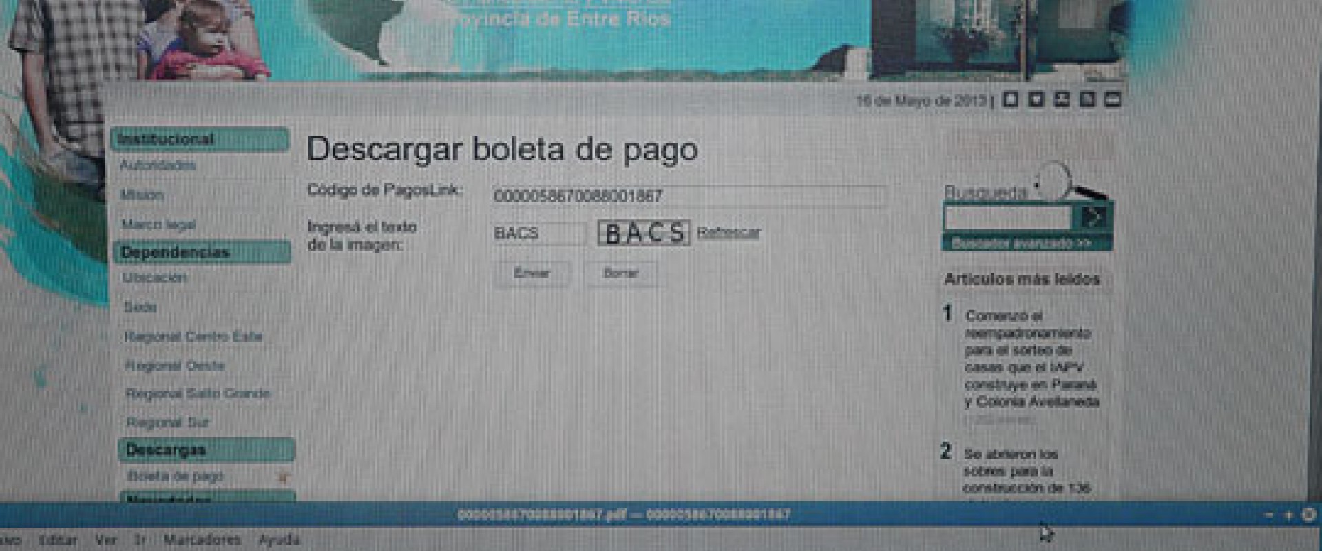 Adjudicatarios de viviendas sociales podr&aacute;n imprimir boleta de pago desde p&aacute;gina web del IAPV