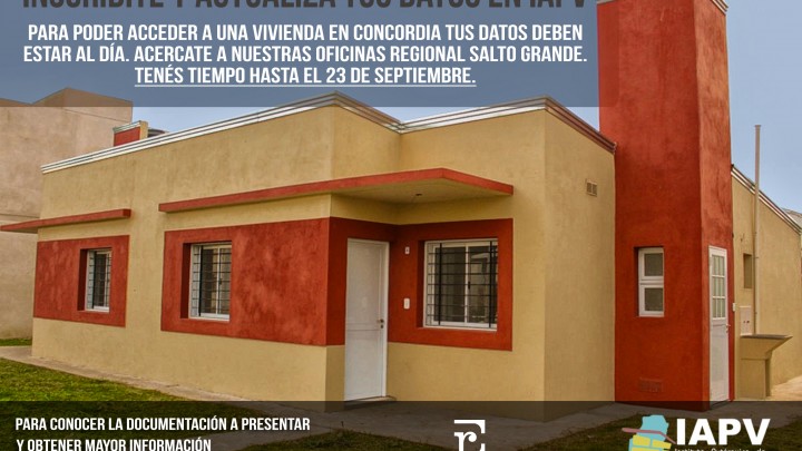 Culmina  la  inscripci&oacute;n y actualizaci&oacute;n de datos para acceder a una vivienda del IAPV en Concordia